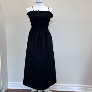 H&M Maxi Dress with Spaghetti Straps Smocked Black Womens S